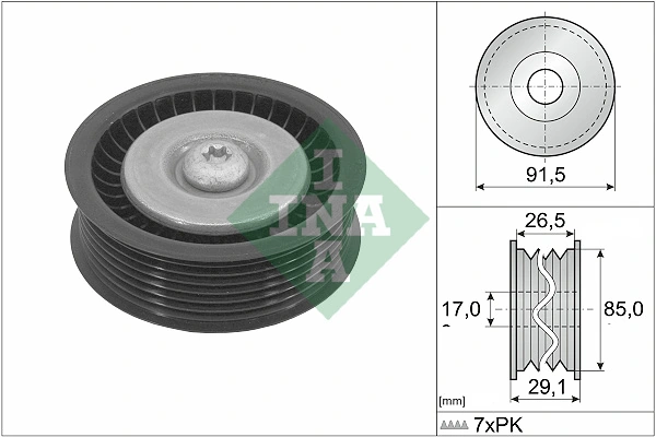 Deflection/Guide Pulley, V-ribbed belt